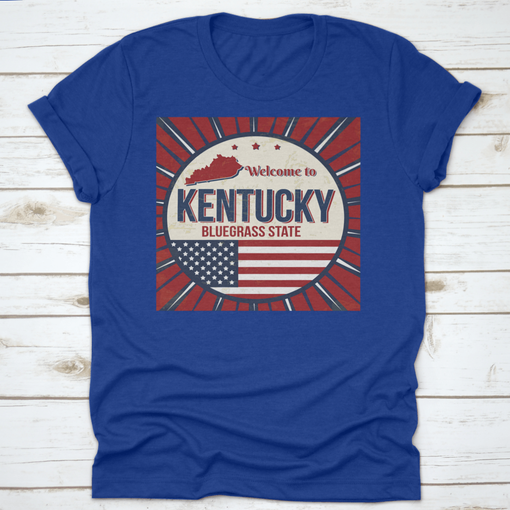 A comfortable t-shirt featuring a detailed map of Kentucky, showcasing the Bluegrass State with vibrant colors and quality fabric.